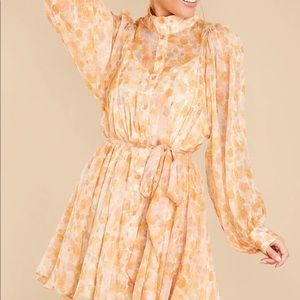 NWT Peach Floral Dress. Size Large